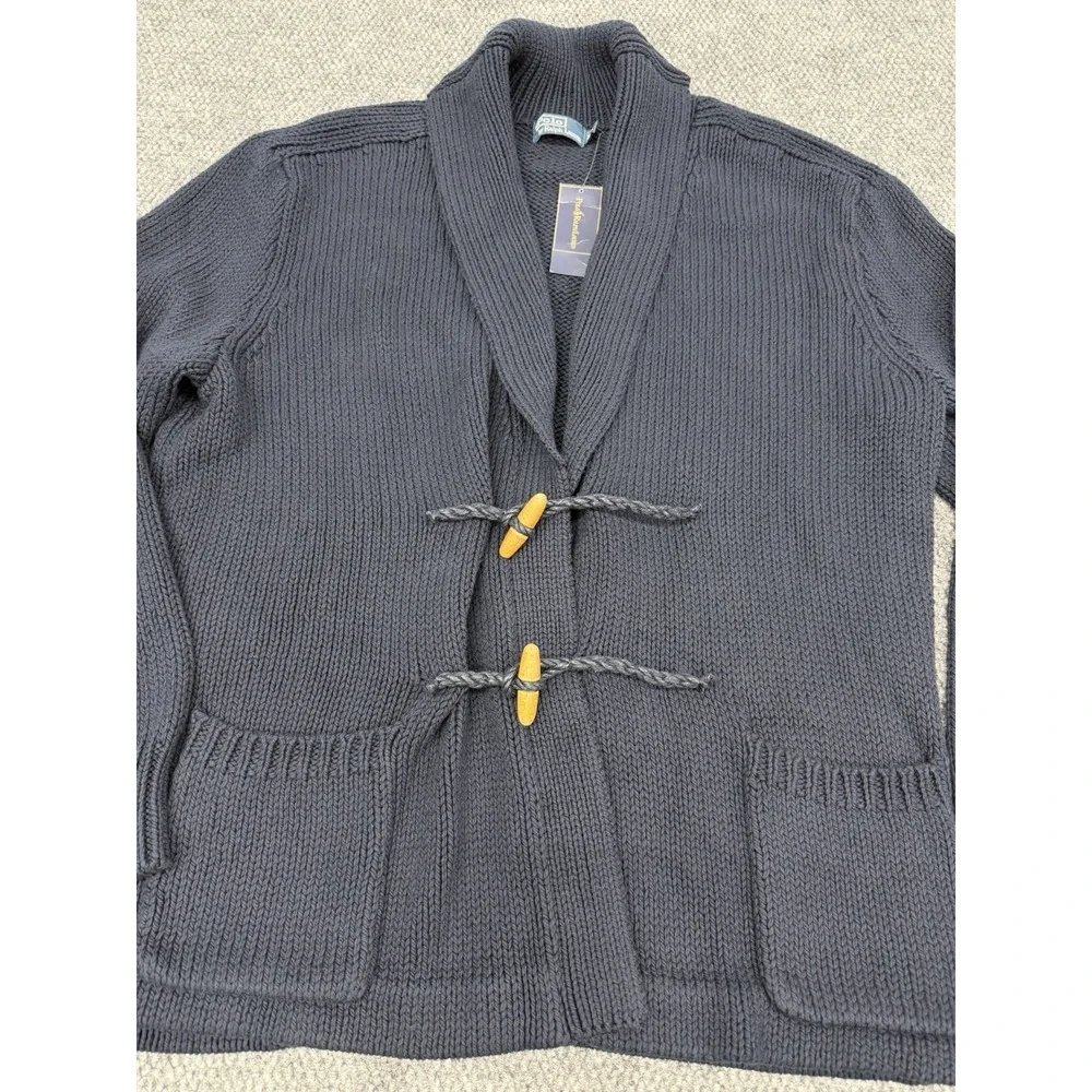 Polo Ralph Lauren Men's XXL Navy Blue Shawl Collar Toggle Cardigan Knit Sweater